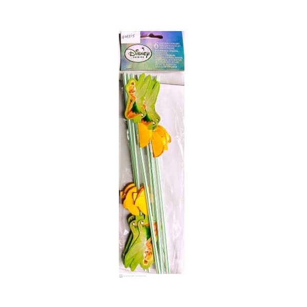 Tinkerbell Disposable Straws (Pack of 6) Green/Yellow One Size