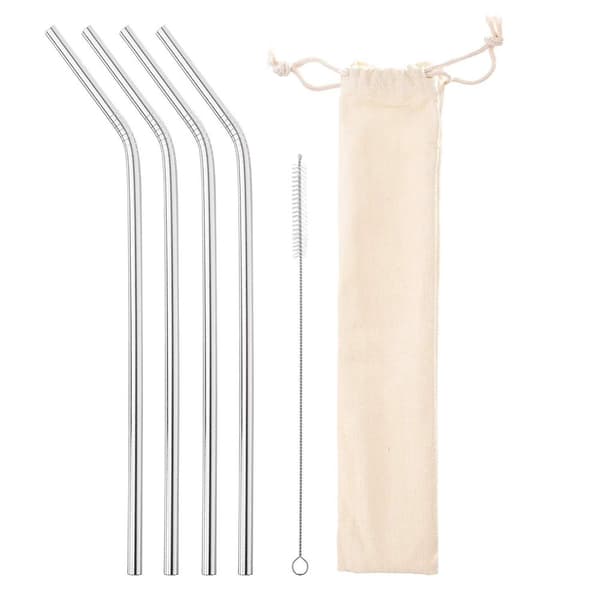 8X Sugrör i rostfritt stål med Rengörare + Förvaringsväska | CDON