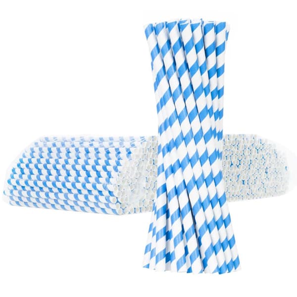 BIO økologiske papirsugerør PAPIRSTRAW 6/205mm - hvid og blå 500 stk.
