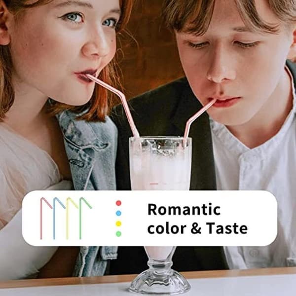 Set med 100 återanvändbara sugrör, flexibla färgglada sugrör, sugrör för mjölk, te, cocktails, varma och kalla juicer