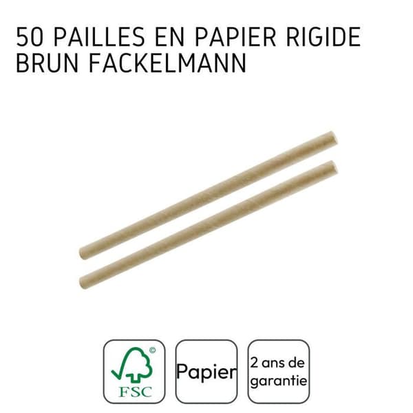 Låda med 50 stycken bruna papperssugrör 15 cm Fackelmann Nature