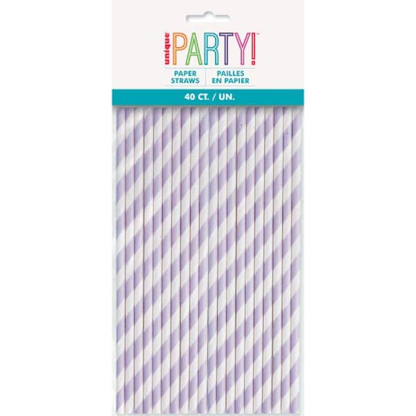 Unique Party Striped Disposable Straws (Pack of 40)