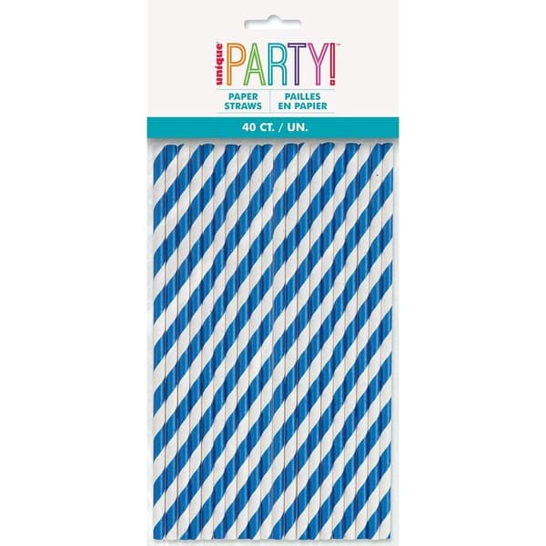 Unique Party Striped Disposable Straws (Pack of 40)