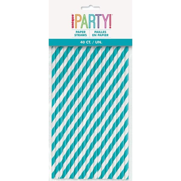 Unique Party Striped Disposable Straws (Pack of 40)