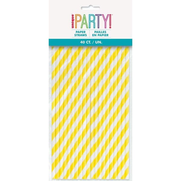 Unique Party Striped Disposable Straws (Pack of 40)