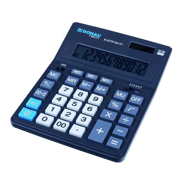 Officer produkter - K-DT5122-01 - Donau Tech Kontorsräknare med 12-siffrigt Display 201 x 155 x 35 mm Svart