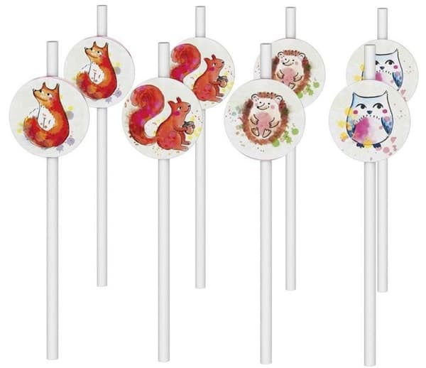 P'TIT Clown re22499 - 8-pack födelsedagsrör Skogsdjur