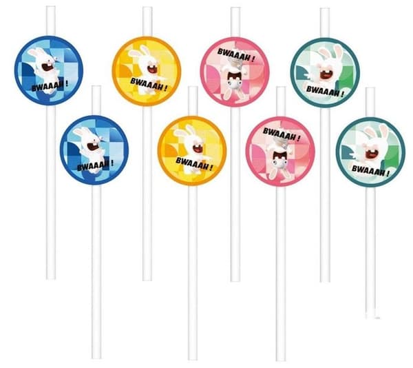 'P'TIT Clown re23343, Set med 8 sugrör Raving Rabbids'