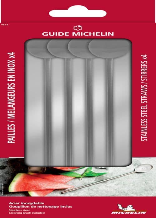 Le guide michelin - GM059083 - Återanvändbara blandningsrör av rostfritt stål x4 - Cocktail och dryck -