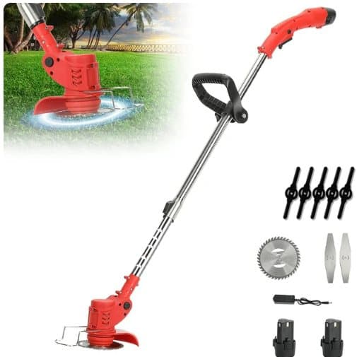 21V elektrisk sladdlös grästrimmer 850W bärbar gräsklippare justerbar röjsåg Ogräsrensare beskärningsverktyg trädgårdsmaskin