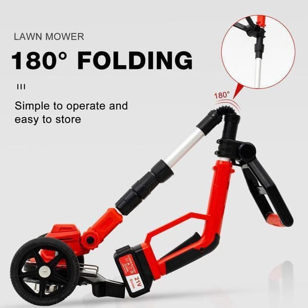 OUTIGO Fällbar Trådlös Elgräsklippare, Borstlös Grästrimmer, 2 Batterier 4000mAh 21V, Kantklippare