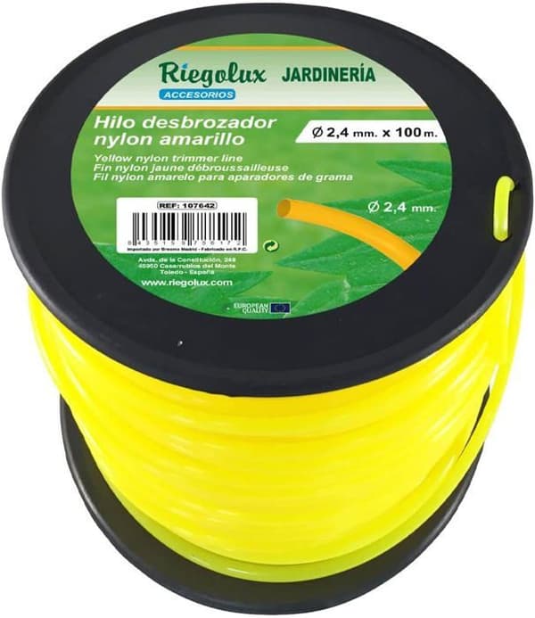 RIEGOLUX 107642 Trimmertråd i Nylon Rund, Gul, 2,4 mm x 100 m