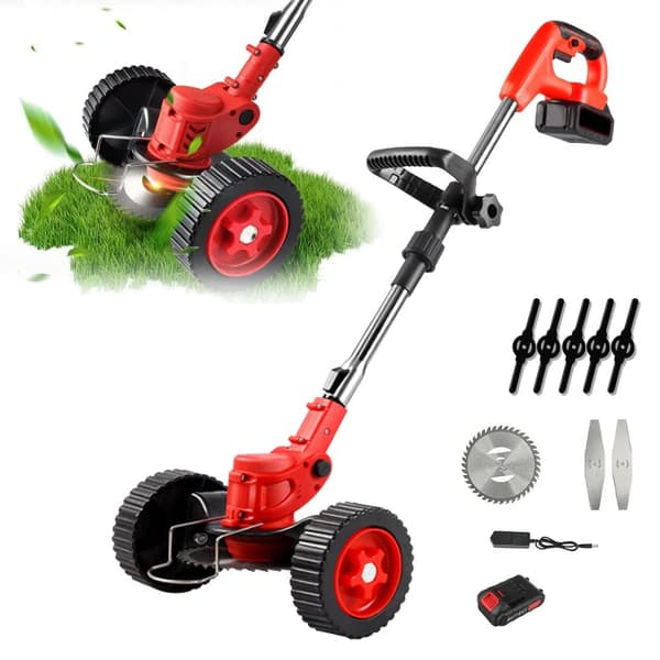 21V Sladdlös Grästrimmer, Justerbar Längd 90-120 cm, 18000 RPM Hastighet,EU, 1 Batteri