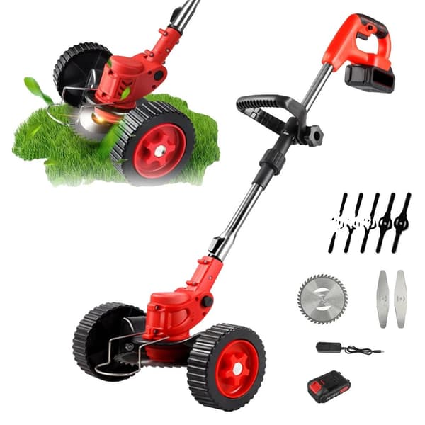 21V Sladdlös Grästrimmer, Justerbar Längd 90-120 cm, 18000 RPM Hastighet,EU, 1 Batteri