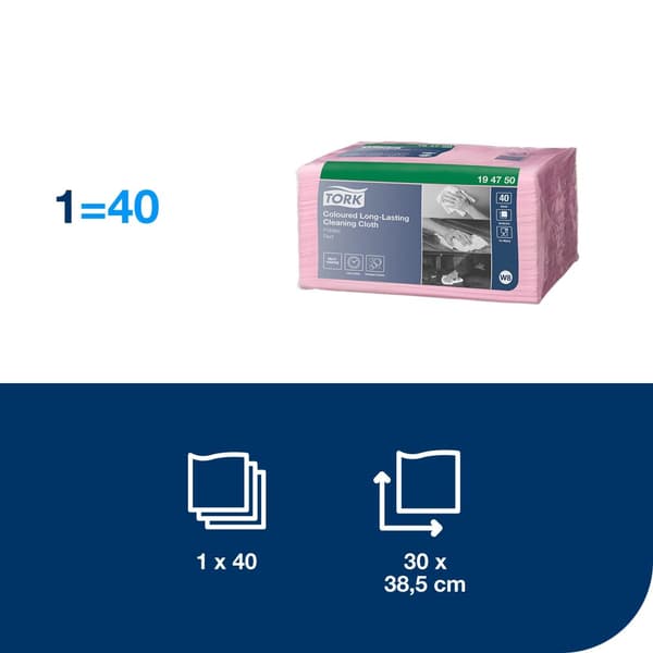 Rengöringsduk TORK Pre W8 röd 40/fp