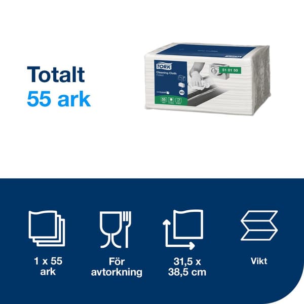 Rengöringsduk TORK Pre W8 Mjuk 55/fp