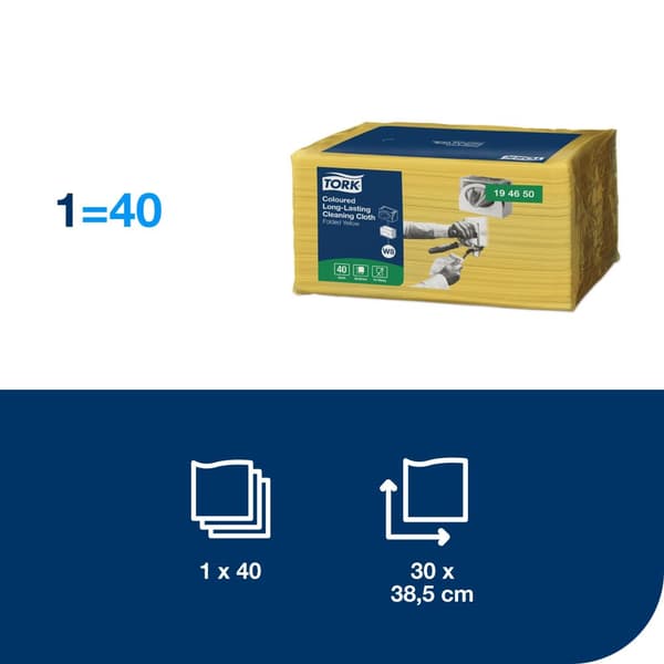 Rengöringsduk TORK Pre W8 gul 40/fp