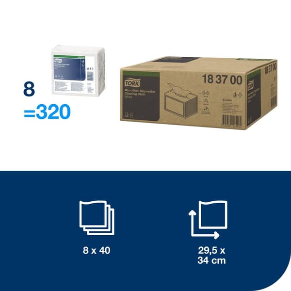 Microfiberduk TORK 29,5x34cm vit 40/fp