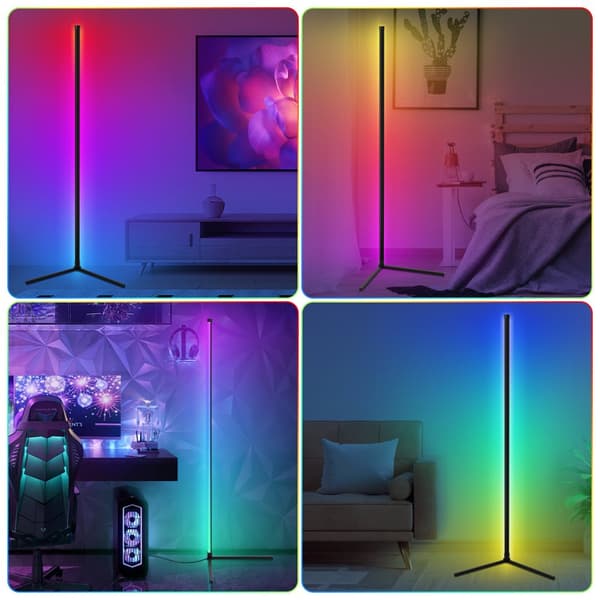 LED-golvlampa, 150 cm Bluetooth, musiksynkronisering, app-styrd fjärrkontroll, vardagsrumsinredning, sovrum, spelrum