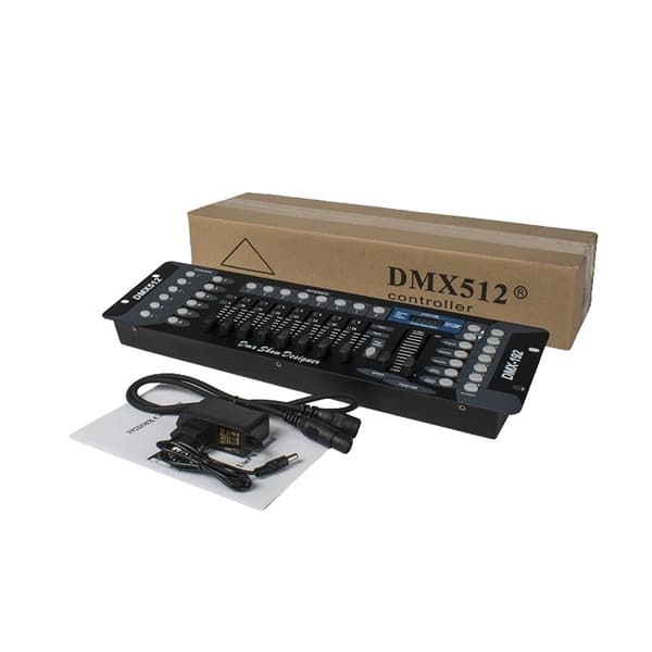 SHEHDS DMX192 Kontrolkonsol, 192 DMX-kanaler, 8 programmerbare scener,EU Stik