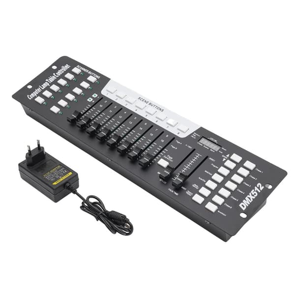 192CH DMX-controller, understøtter dimmere og scenelys, HD LED-display,sort