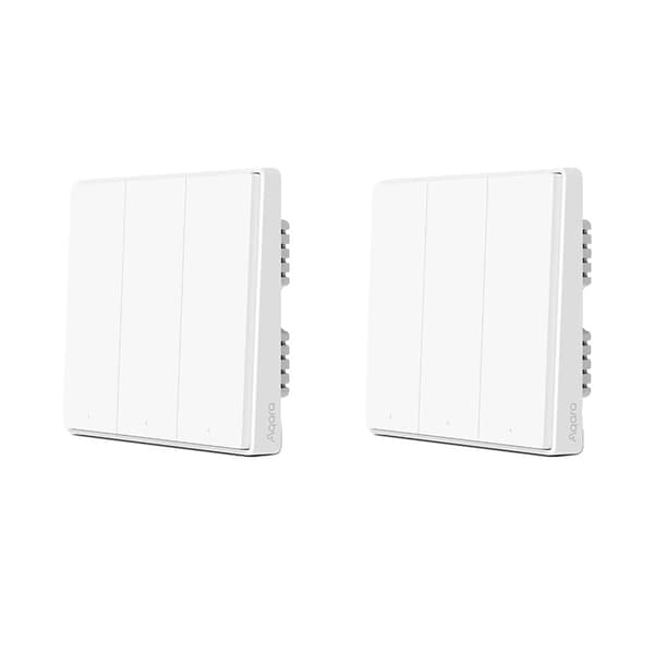 Aqara Smart Väggbrytare, Zigbee-anslutning, Ingen neutral behövs,2X D1 Nej Neutral 3K