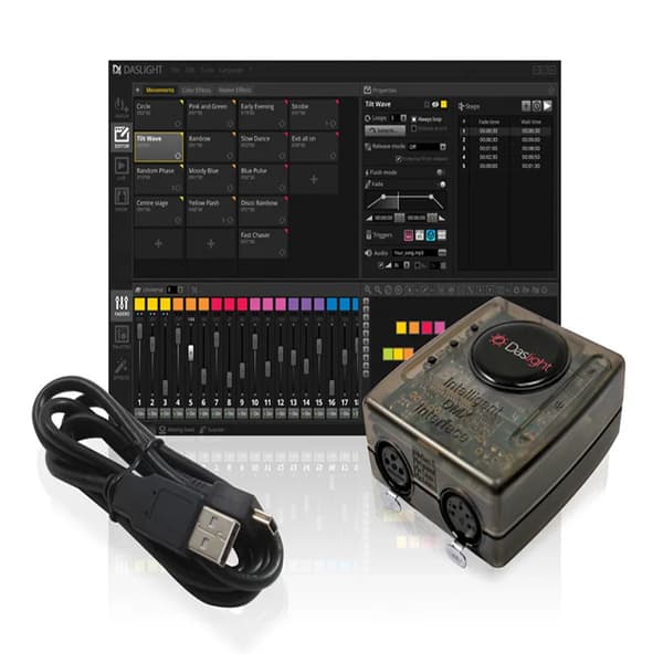 DMX USB-belysningskonsol, 1536 kanaler, fristående kapacitet, flera DMX-universum