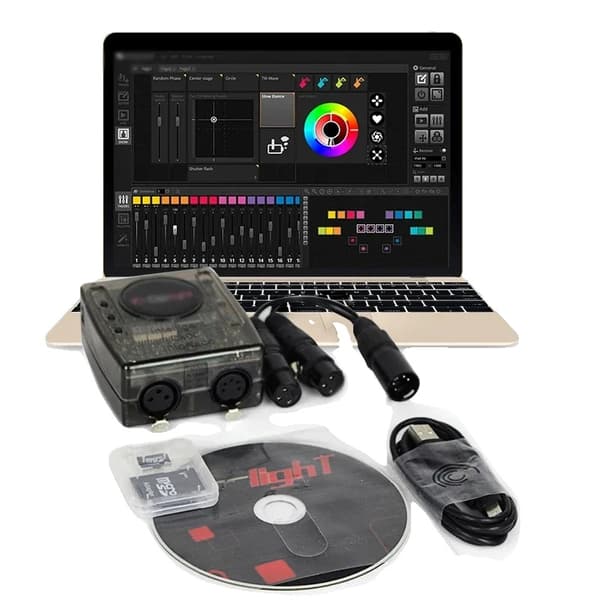 DMX USB-belysningskonsol, 1536 kanaler, fristående kapacitet, flera DMX-universum