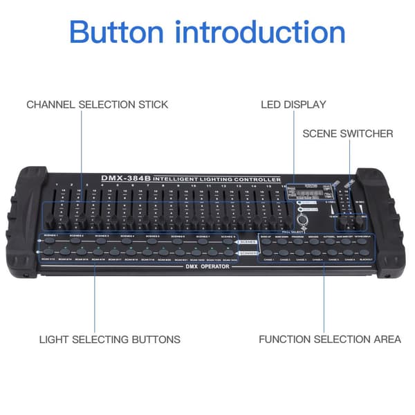 DMX512 Scene Lys Controller, 384 Kanaler, MIDI Kontrol, Indbygget Mikrofon
