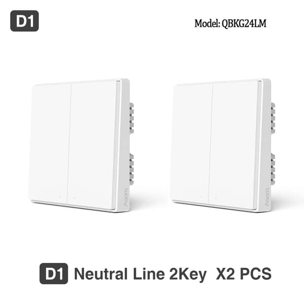 Smart Switch, Trådløs Kontrol, ZigBee Teknologi,D1Med Neutral 2 X2