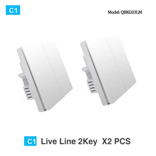 Aqara Smart Väggbrytare, 3 Nyckelkontroll, ZigBee Anslutning,2XNO neutral 2Nyckel