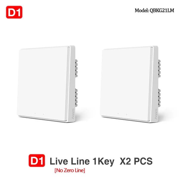 Aqara ZigBee Vægbryder, 10A Maksimal Belastning, 2500W Udgange,D1 Nej Neutral 1KX2