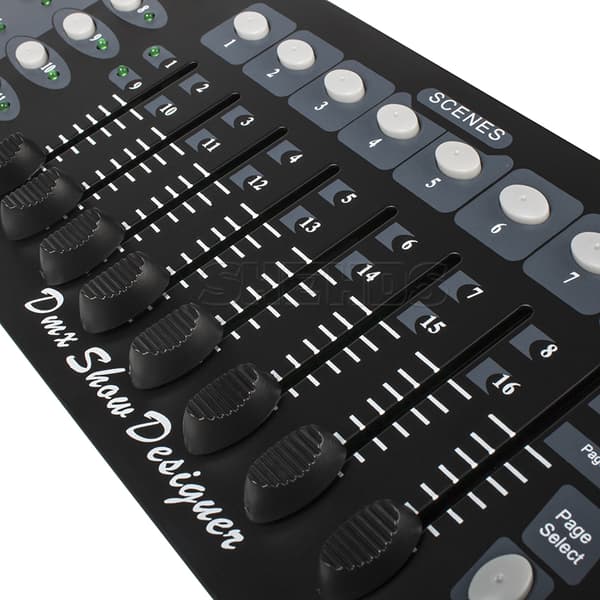 SHEHDS DMX192 Kontrolkonsol, 192 DMX-kanaler, 8 programmerbare scener,EU Stik