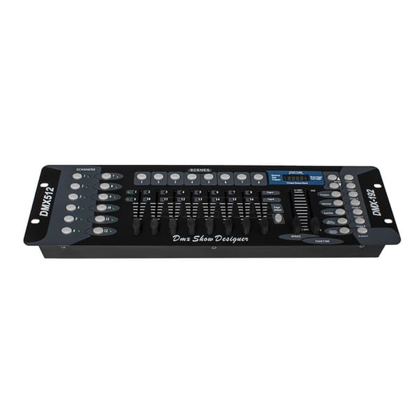 SHEHDS DMX192 Kontrolkonsol, 192 DMX-kanaler, 8 programmerbare scener,EU Stik