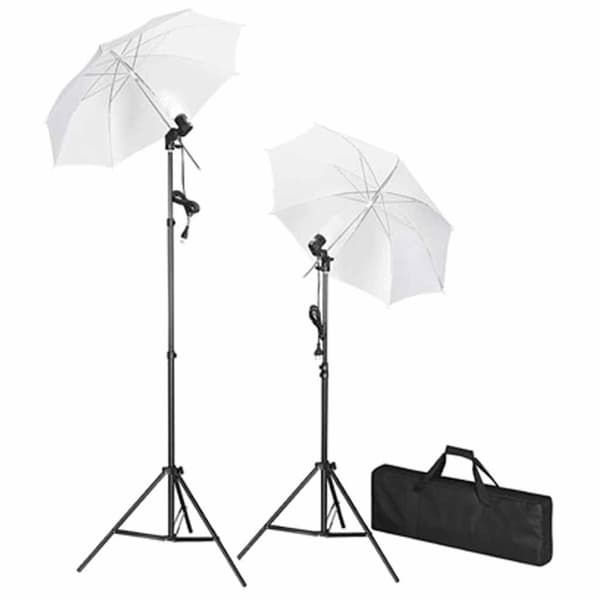 vidaXL studiosæt med sort fotobaggrund og lamper 600 x 300 cm
