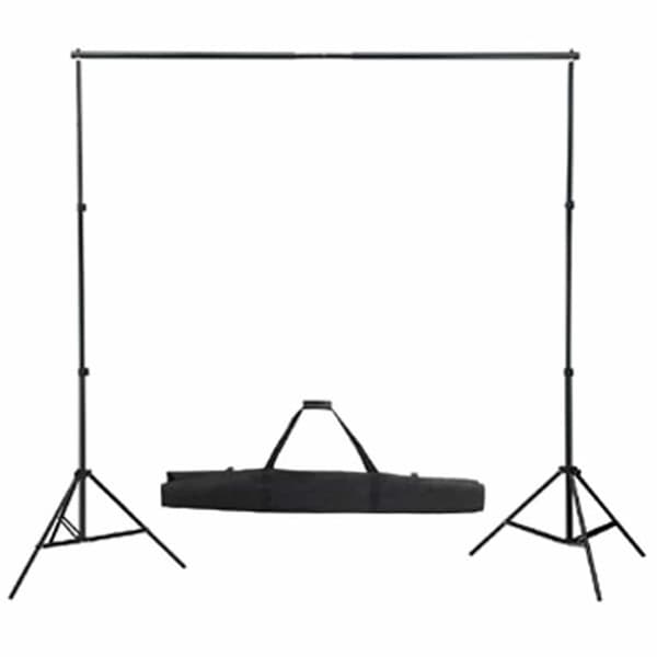 vidaXL studiosæt med sort fotobaggrund og lamper 600 x 300 cm