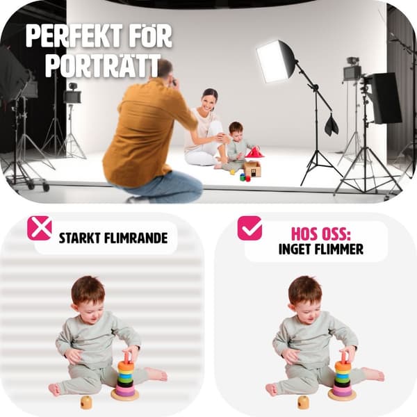 3 studiolampor med softbox, stativ och väska - svart