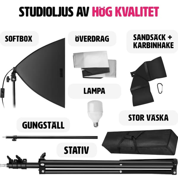 Studiolampa + softbox modell 2 - svart