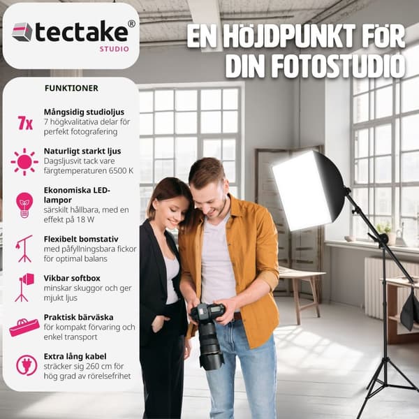 Studiolampa + softbox modell 2 - svart