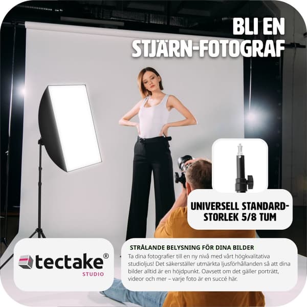 Studiolampa med softbox, stativ och väska - svart
