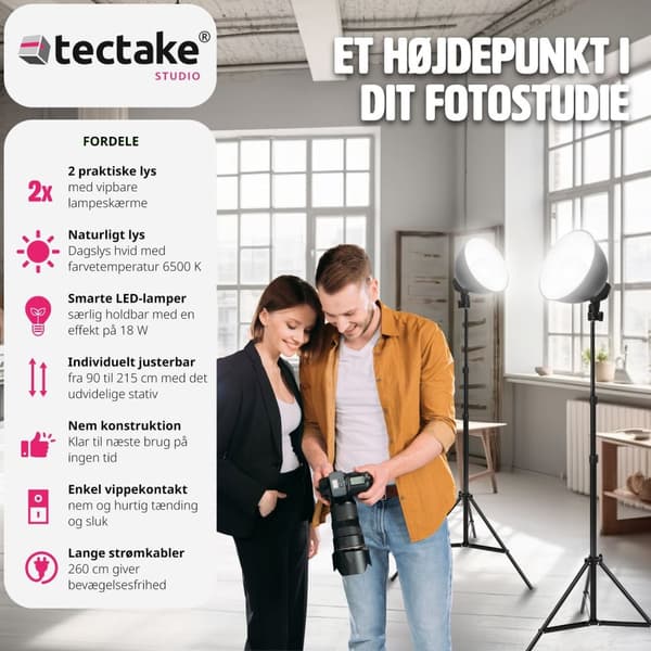 2 fotolys til digital og analog fotografering med pærer - sort