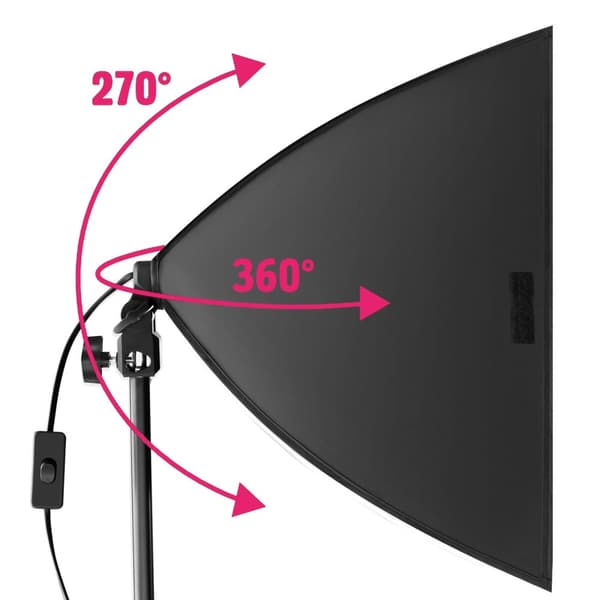 Studielys med softbox, stativ og transporttaske model 1 - sort