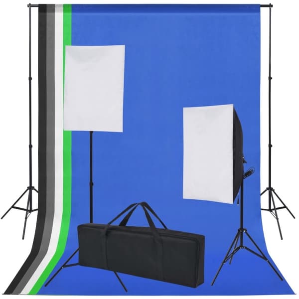 vidaXL Fotostudiosett: 5 fargerike bakgrunner og 2 softbokser