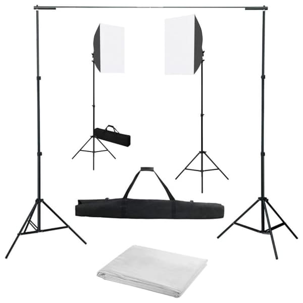 vidaXL fotostudiesæt med softbox-lamper og baggrund