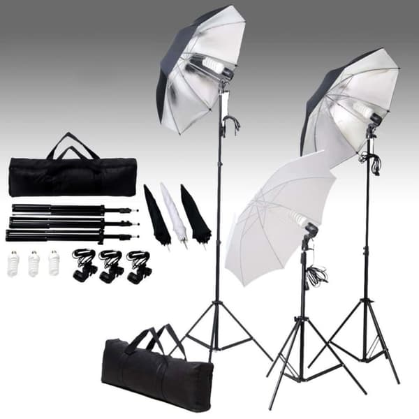 vidaXL Fotostudiosett med lyssett og bakgrunn