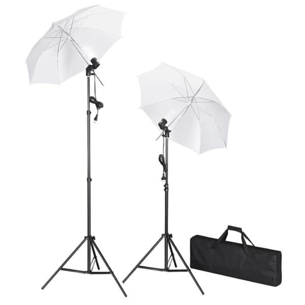 vidaXL Fotostudiosett med bakgrunn, lamper og parasoller