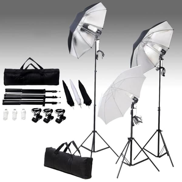vidaXL Fotostudiosett med bakgrunn og belysningssett