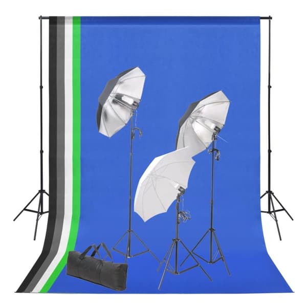 vidaXL Fotostudiosett med bakgrunn og belysningssett