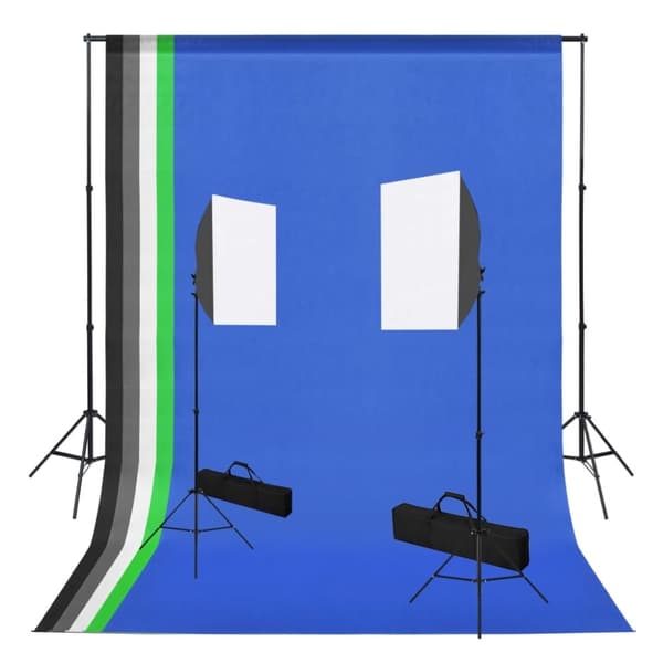 vidaXL Fotostudiosett med softbokslys og bakgrunner
