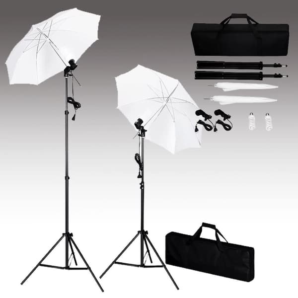 vidaXL fotostudiesæt med baggrund, lamper og paraplyer